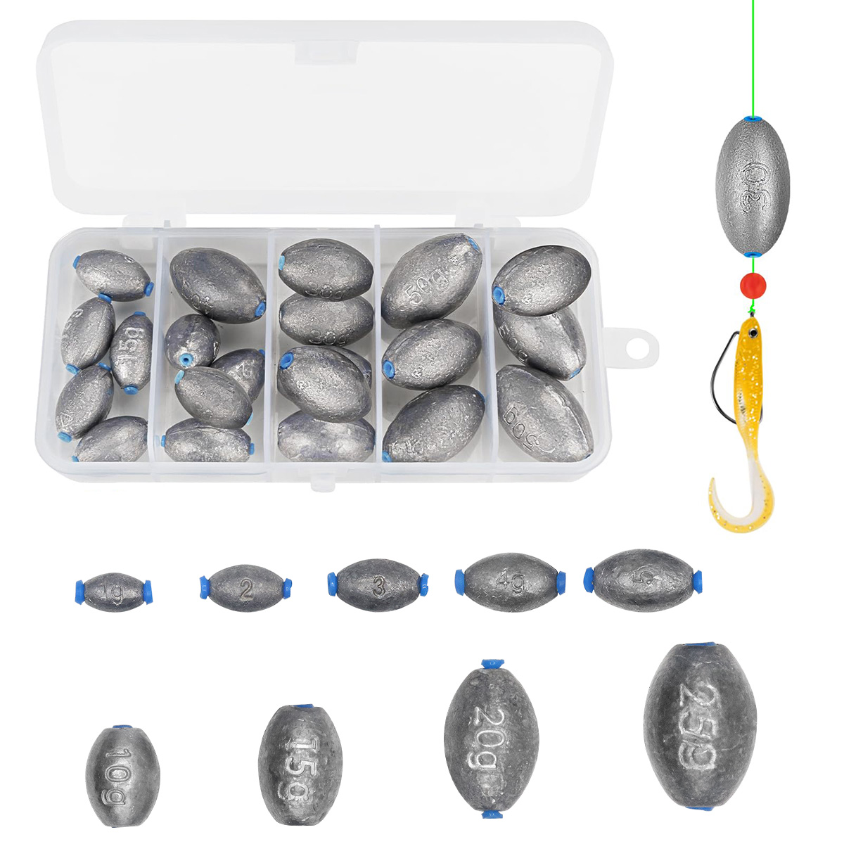 Fishing Rod Guide Replacement - Assortimento di Piombi da Pesca a