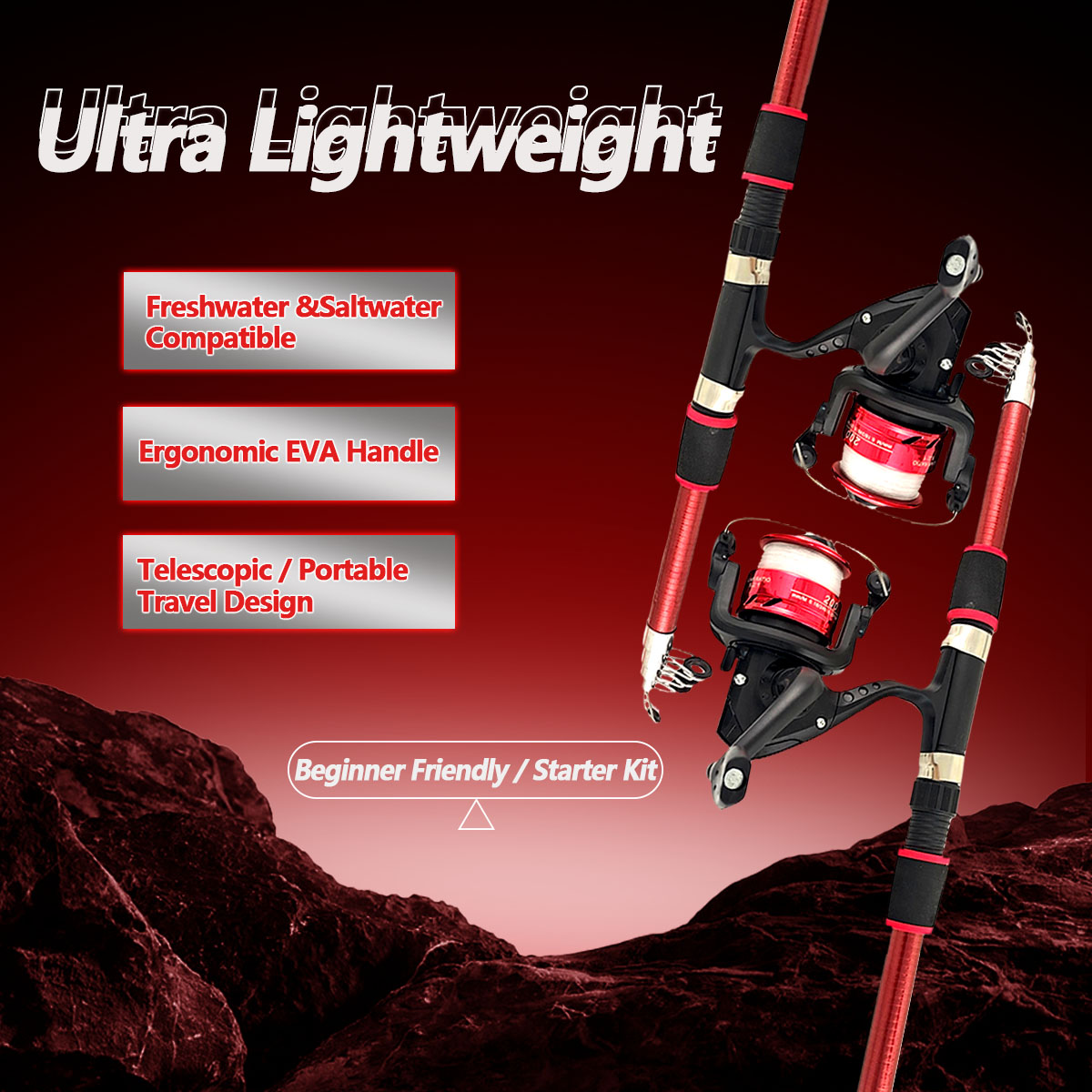Fishing Rod Spinning - Set Canna da Pesca Telescopica 1,8M